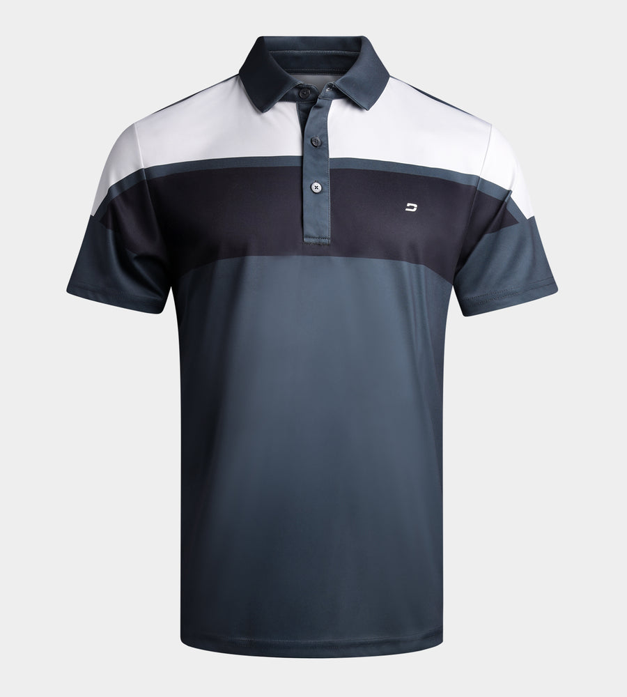 Pedestal polo tee jellyyabashi、DAB着用 Tiki Polo in Charcoal/Orange | Lightweight Golf Polo Shirt | Druids