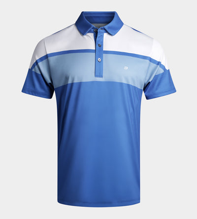 STRIPE PERFORMANCE POLO - BLUE