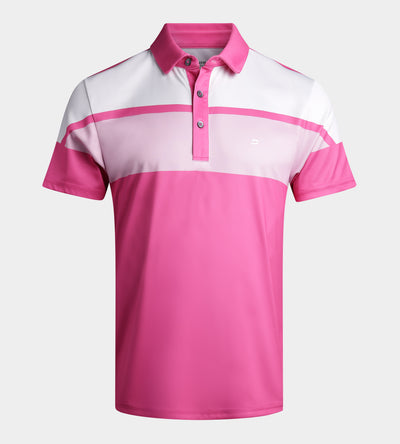 STRIPE PERFORMANCE POLO - PINK