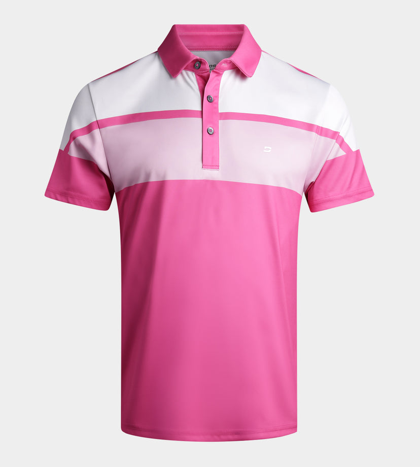 STRIPE PERFORMANCE POLO - PINK