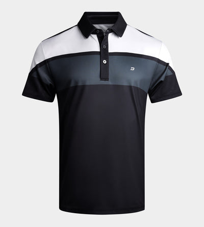STRIPE PERFORMANCE POLO - BLACK