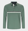STRIPE PERFORMANCE LONG SLEEVE POLO - SAGE