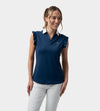 LADIES CAPPED POLO - NAVY