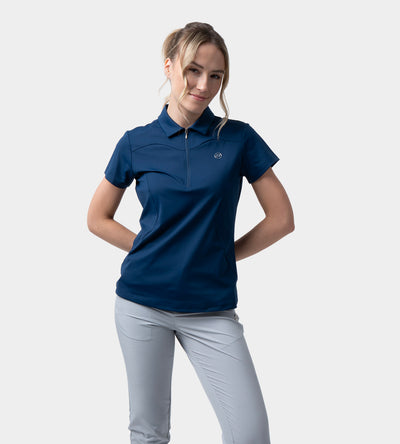 LADIES HEART ZIP POLO - MARINE