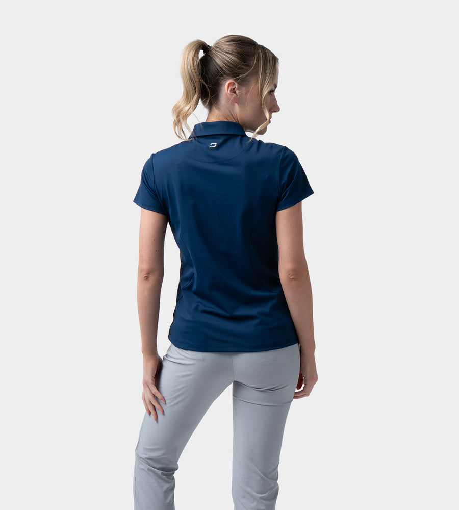 LADIES HEART ZIP POLO - NAVY