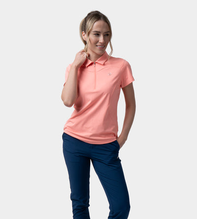 LADIES HEART ZIP POLO - CORAIL
