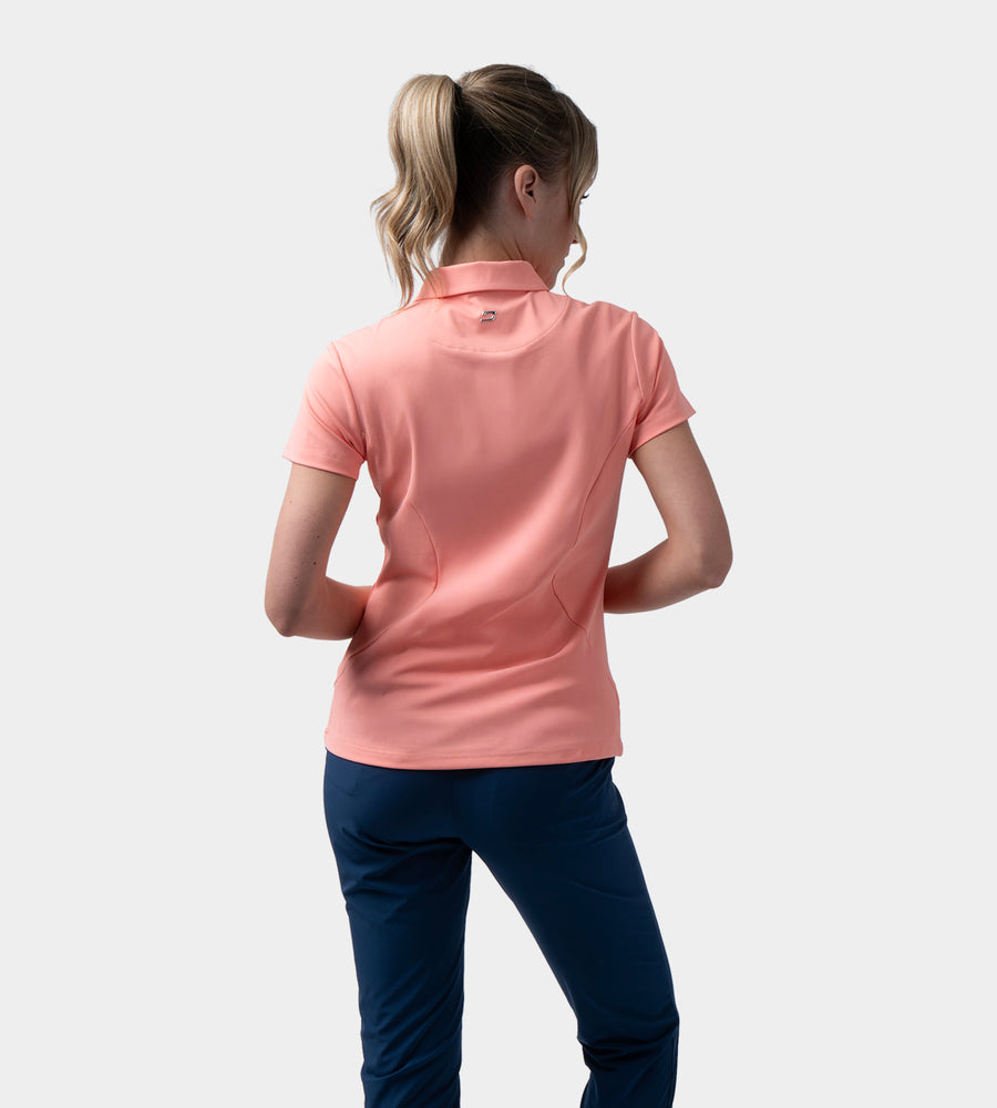 LADIES HEART ZIP POLO - CORAL
