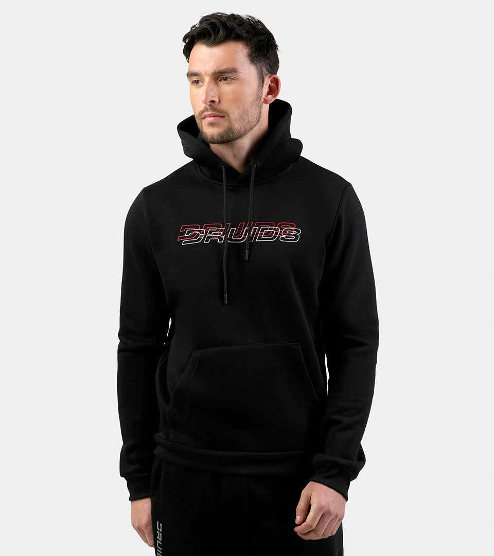 Men's Double Logo Hoodie In Black | Premium Layered Comfort | Druids