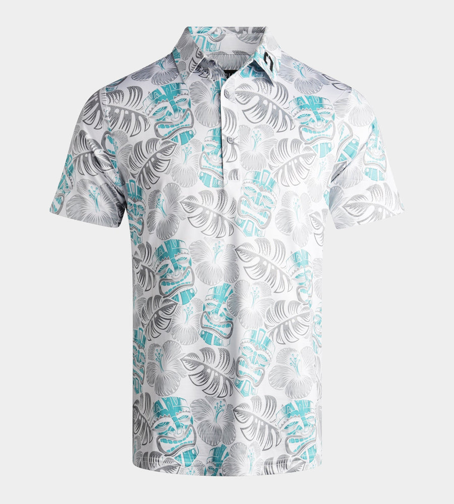 TIKI POLO - BLANCO / VERDE AZULADOADO