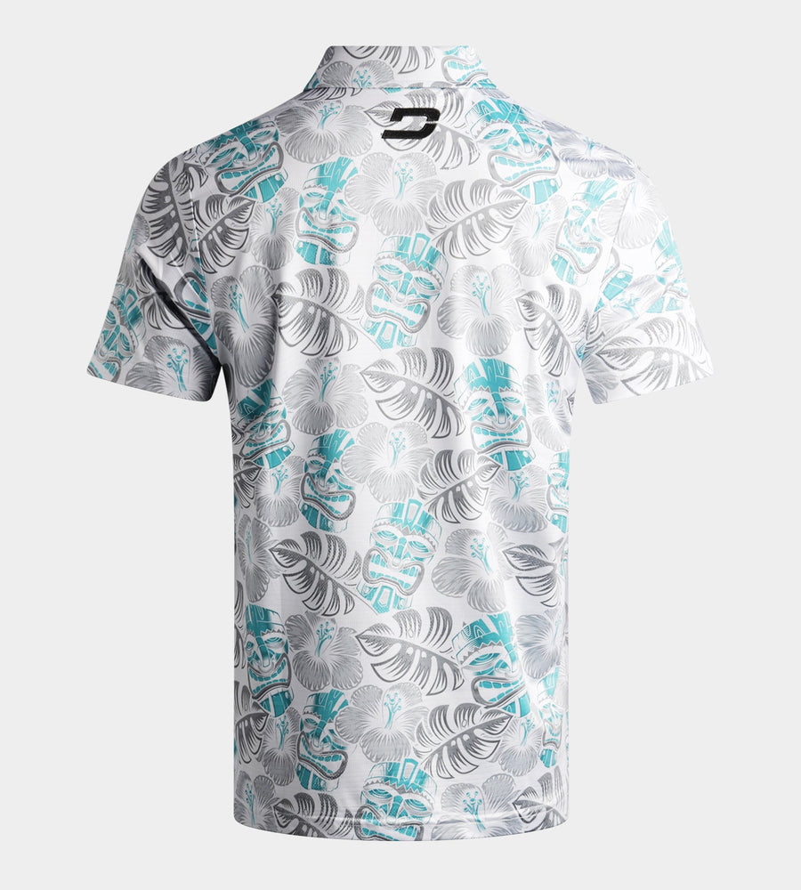 TIKI POLO - BLANCO / VERDE AZULADOADO