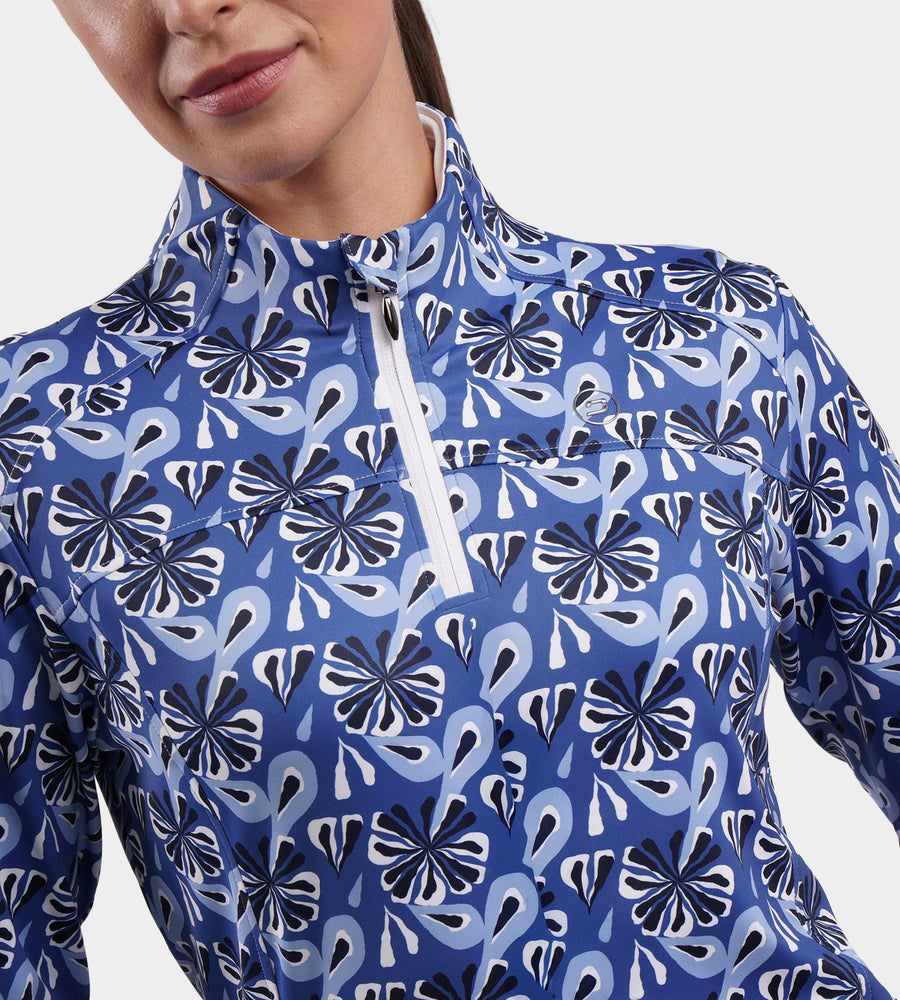 LADIES BIRDIE MIDLAYER - FLORAL MARINEBLAU