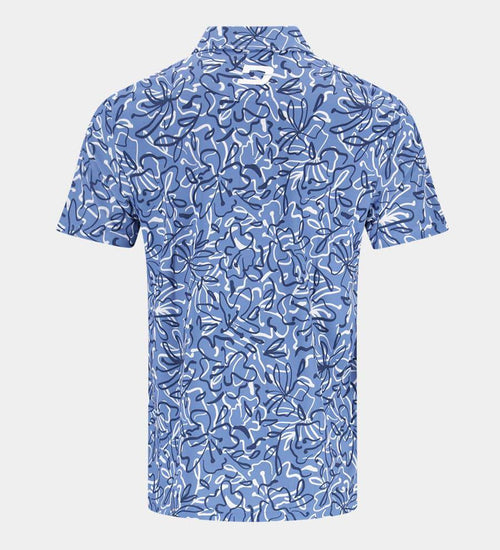 ABSTRACT FLORAL POLO - BLAUW