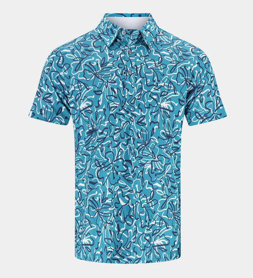 ABSTRACT FLORAL POLO - PETROL