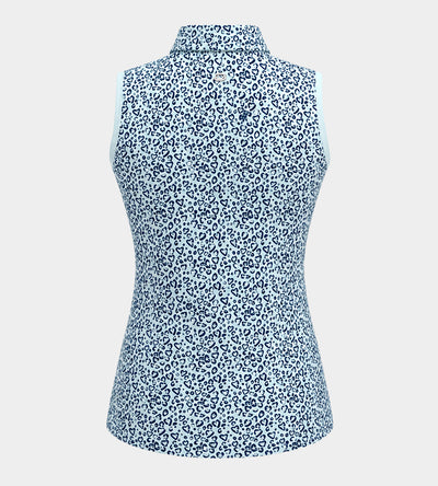 LADIES HEART SLEEVELESS POLO - BLEU