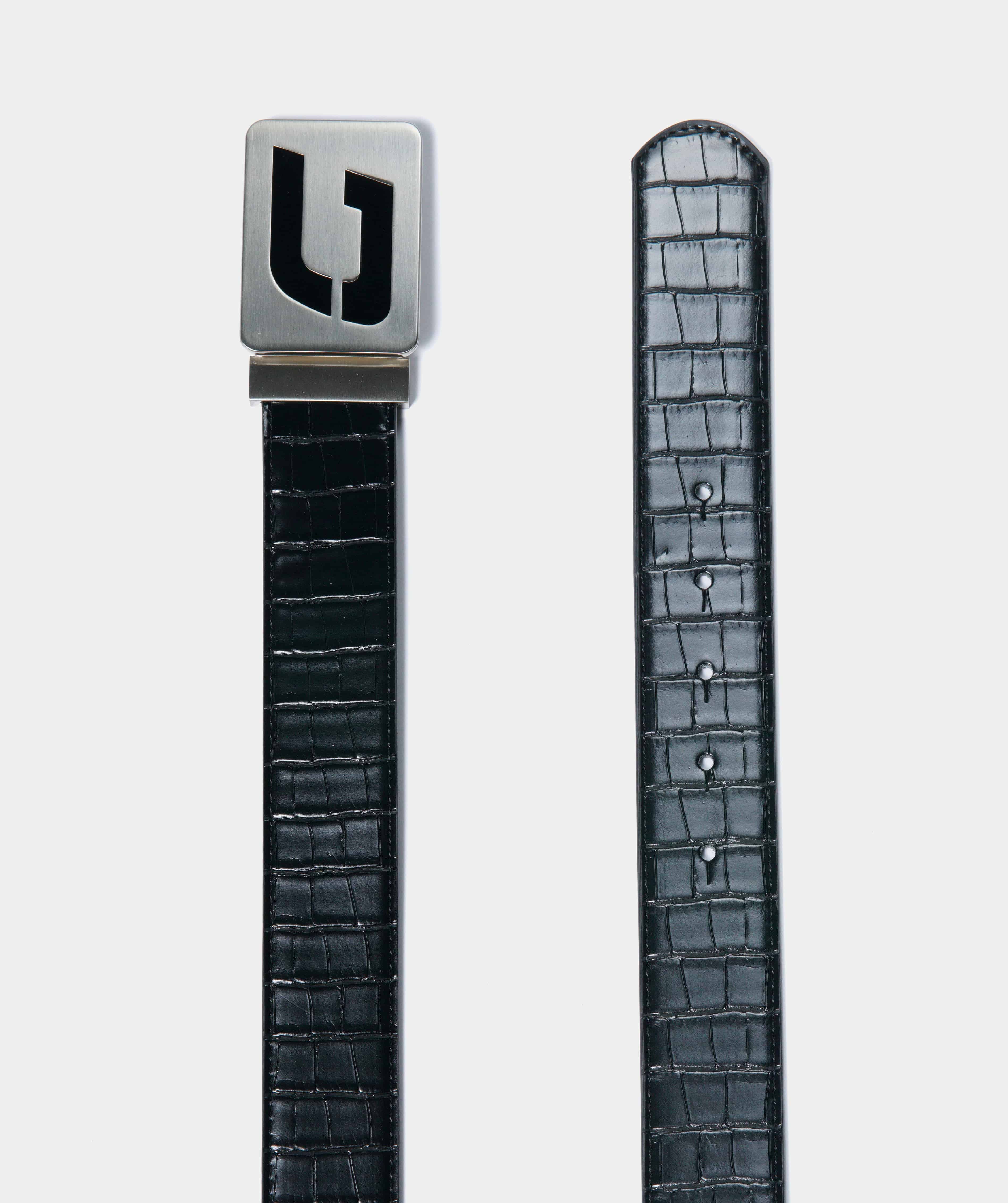 MEN'S CROC GOLF LEATHER BELT - ZWART (ONE SIZE FITS ALL)