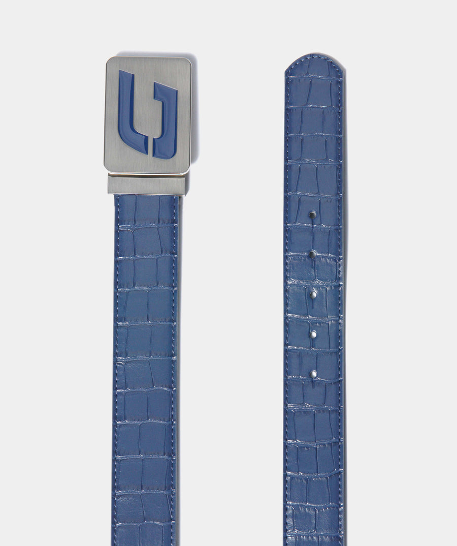MEN'S CROC GOLF LEATHER BELT - BLEU MARINE (ONE SIZE FITS ALL)