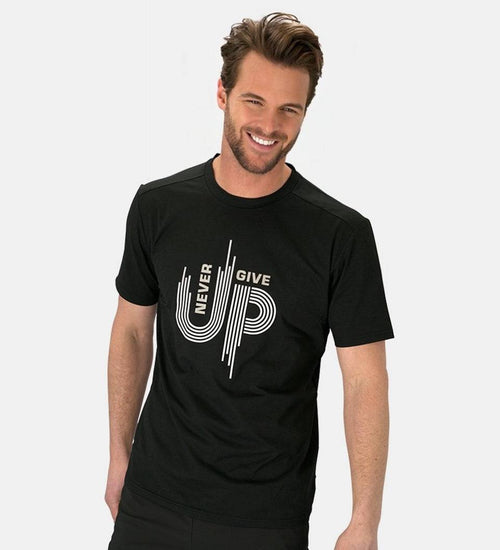 MEN'S NEVER GIVE UP T-SHIRT - NEGRO