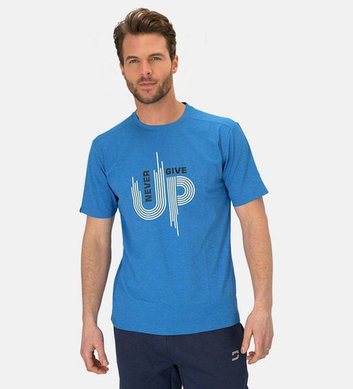 MEN'S NEVER GIVE UP T-SHIRT - BLAUW