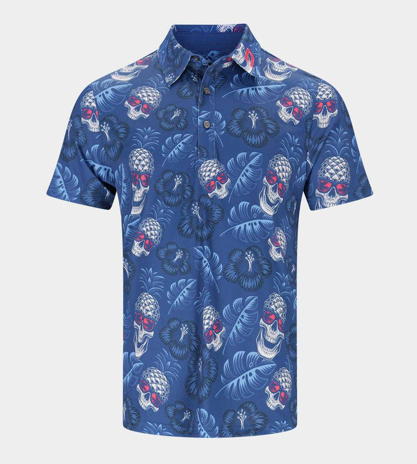 PINEAPPLE SKULLS 2.0 POLO - MARINEBLAUW / KORAAL