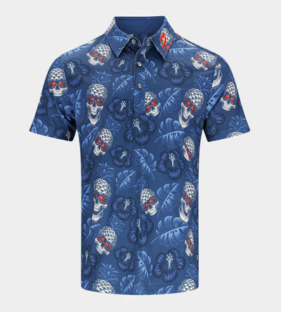 PINEAPPLE SKULLS 2.0 POLO - BLEU MARINE / ORANGE