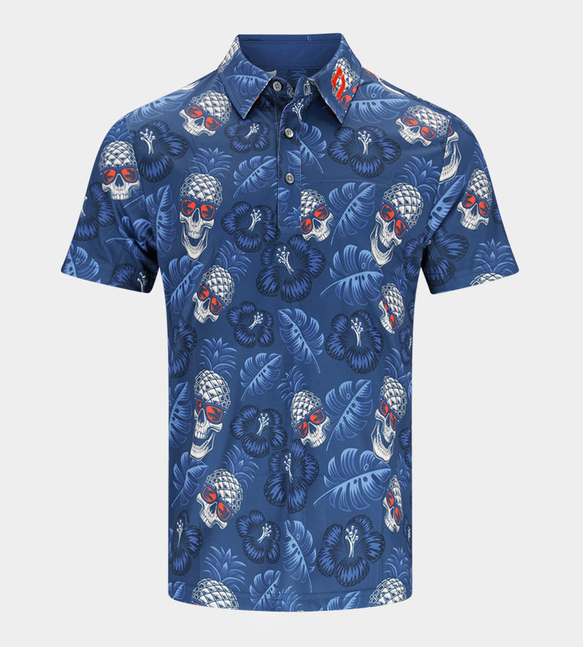 PINEAPPLE SKULLS 2.0 POLO - MARINEBLAUW / ORANJE