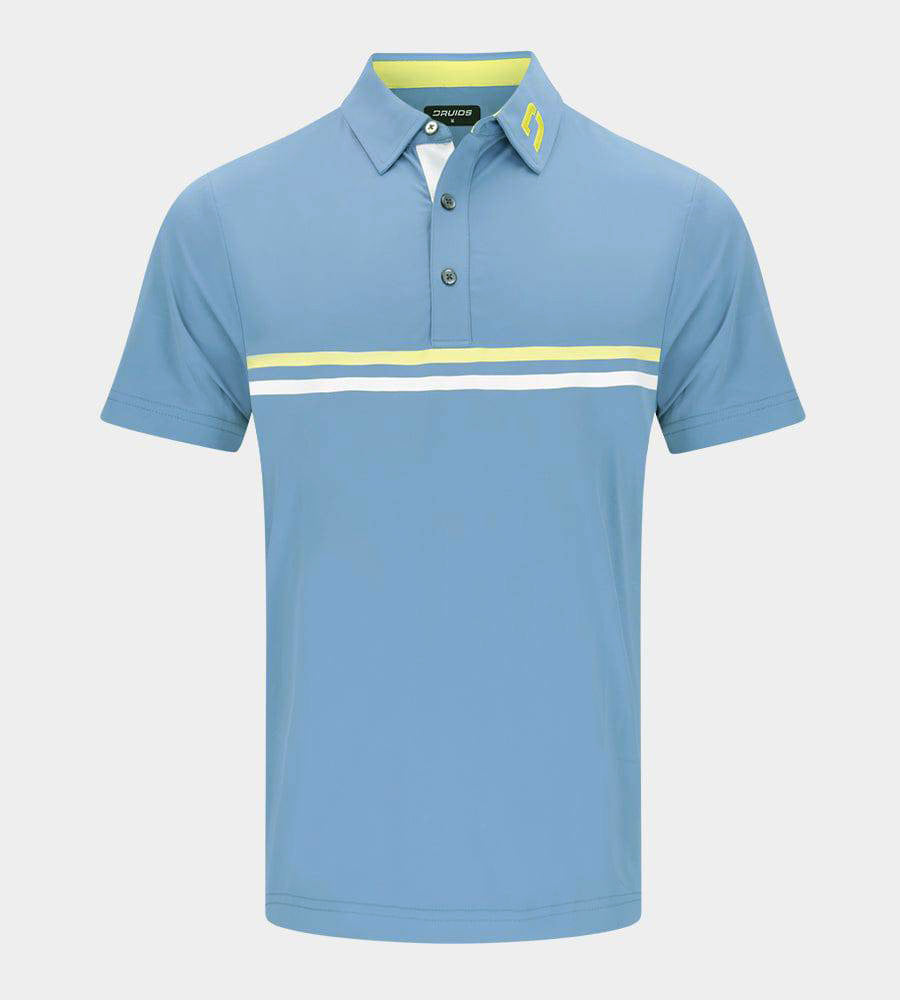 STRIPE PERFORMANCE POLO - BLUE / LEMON