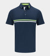 STRIPE PERFORMANCE POLO - NAVY / LIME