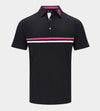STRIPE PERFORMANCE POLO - PINK / BLACK