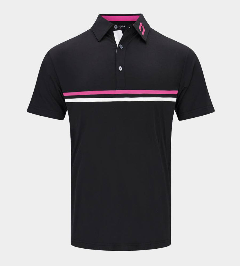 STRIPE PERFORMANCE POLO - ROSA/NERO