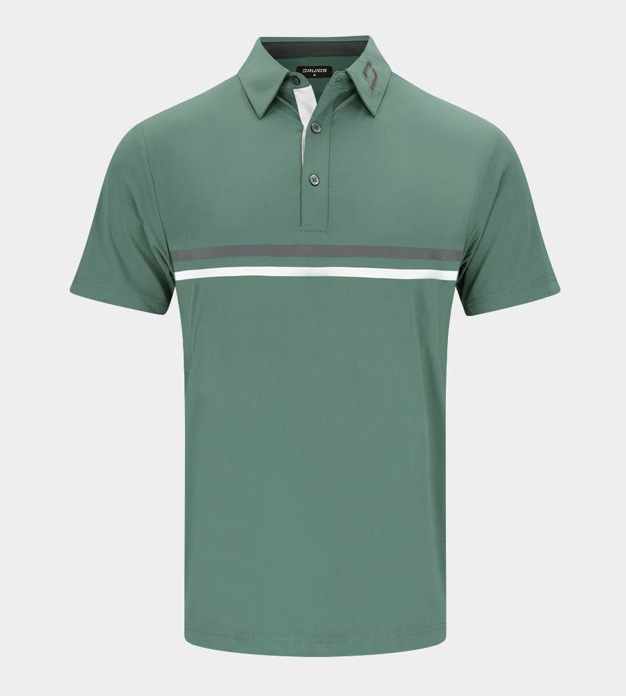 STRIPE PERFORMANCE POLO - SAGE / CHARCOAL