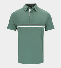 STRIPE PERFORMANCE POLO - SAGE / CHARCOAL - 3XL