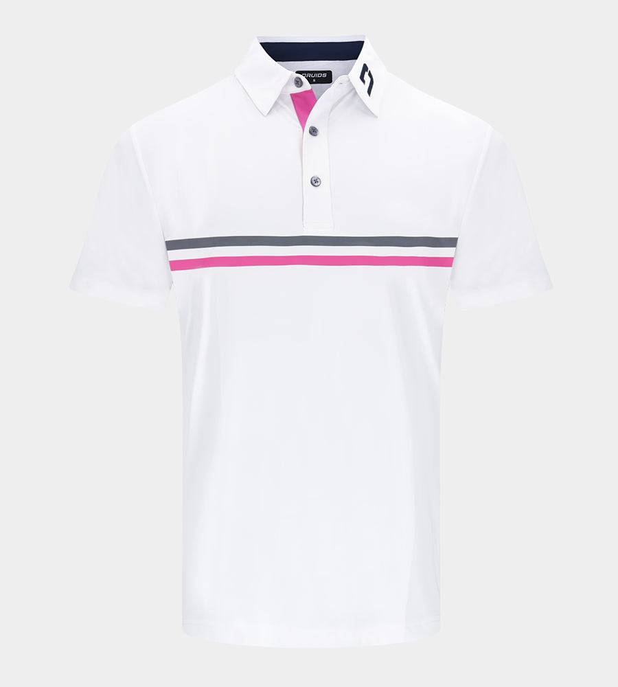 STRIPE PERFORMANCE POLO - WHITE/NAVY